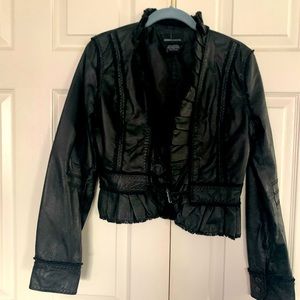 Leather Cropped adorable coat